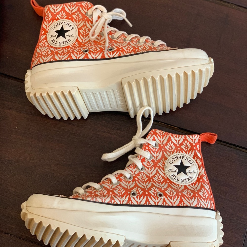 Converse Orange and White High-Top Sneakers